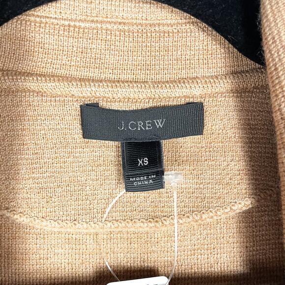 J Crew Open Front Sweater Blazer Cardigan Tan Wool Pockets Sz XS - Picture 10 of 11
